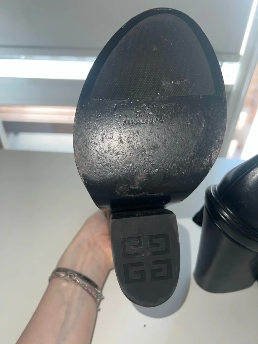 Givenchy Black Leather Platform Block-Heel Boots - Picture 2 of 4